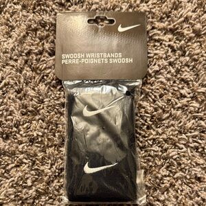 Nike Black Wristbands with White Swoosh